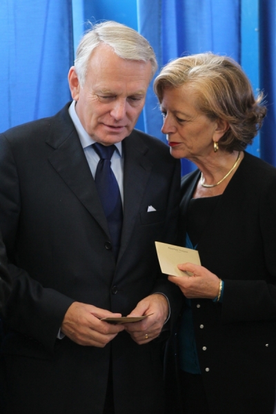 French Prime Minister and Socialist Party (PS) candidate in the 3rd constituency of the Loire-Atlantique, Jean-Marc Ayrault and his wife Brigitte, attend to cast their ballot for the first round of the French parliamentary elections on June 10, 2012 at the polling station in Nantes, western France. Photo by Laetitia Notarianni/ABACAPRESS.COM